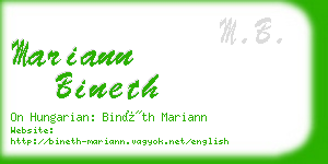 mariann bineth business card